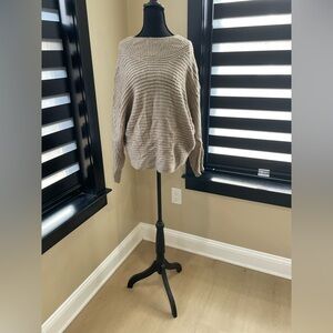 Say What? Women's Cowl Neck Sweater - Tan